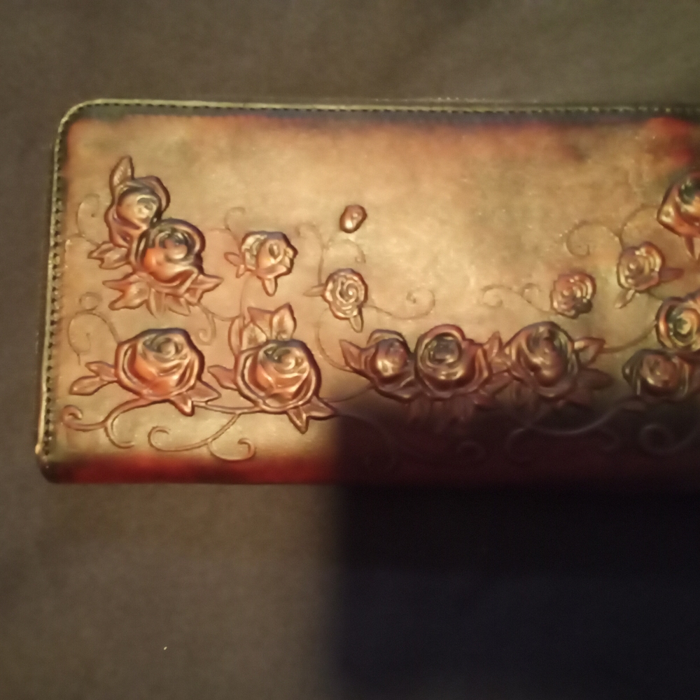 Floral Embossed Brown Wallet